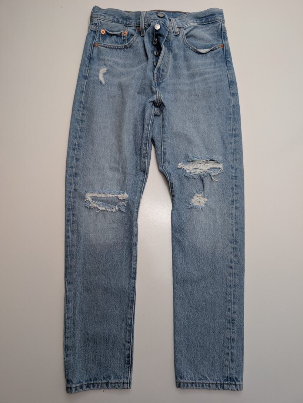 Levis 501 S Jeans Womens 27x28 Blue Skinny Mid Rise Button Fly Stretch Premium